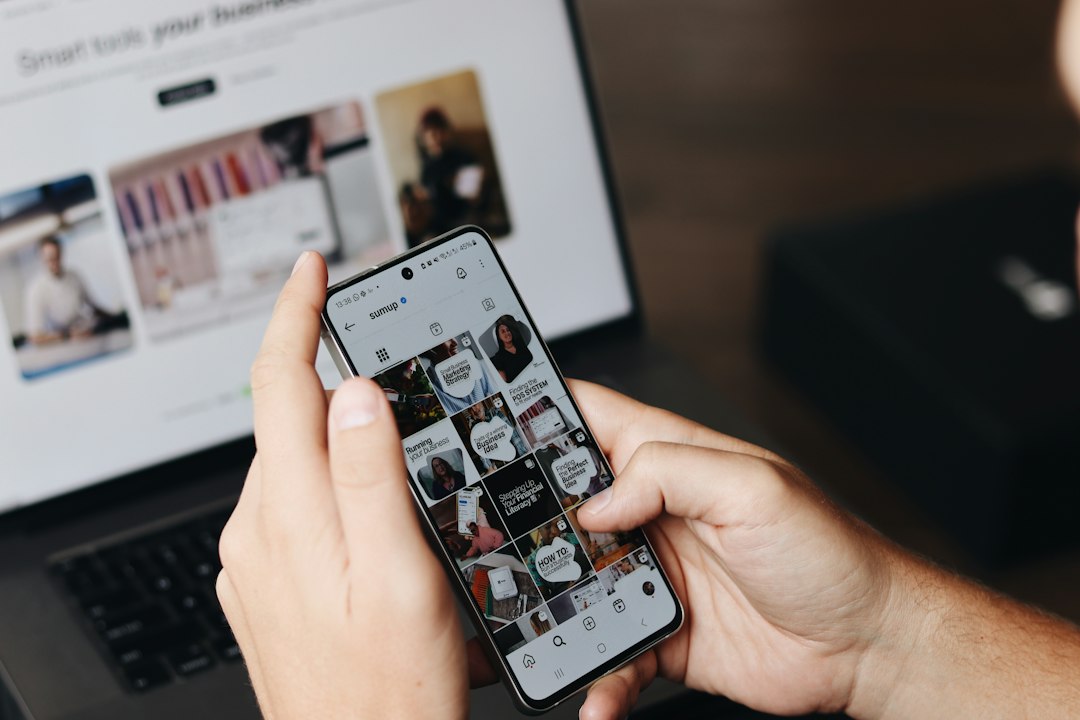 Person browsing a business Instagram profile on a smartphone